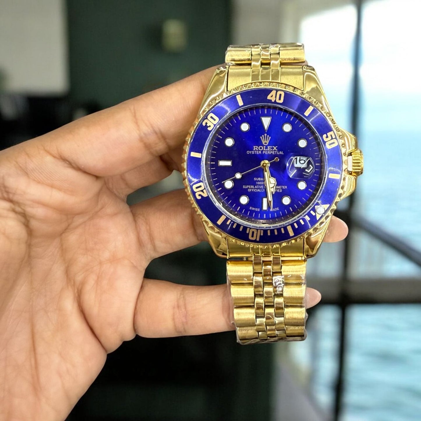 RELOJ  ROLEX SUDMARINER TRENZADO + ESTUCHE LUJO